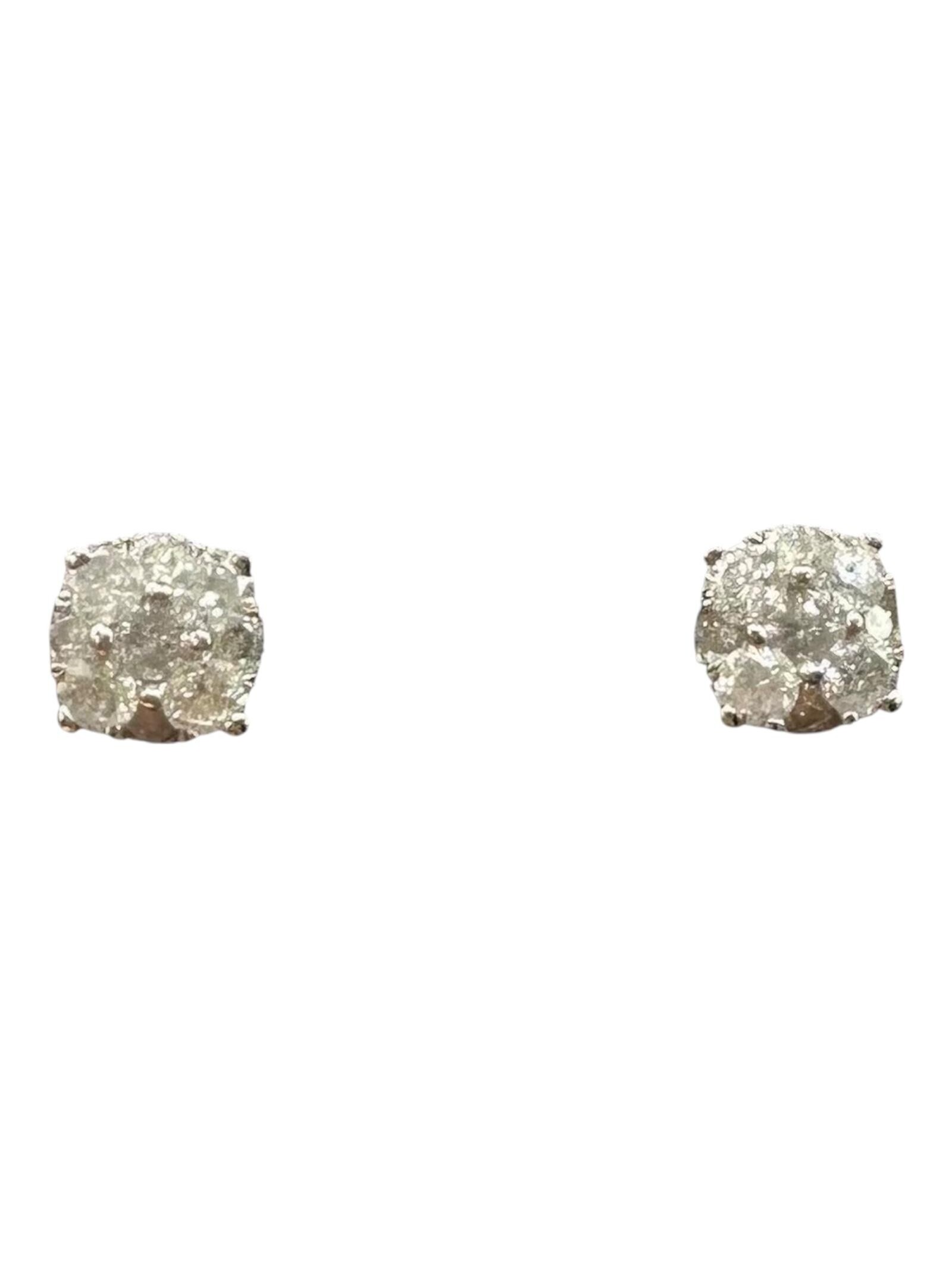 Diamond Cluster Earrings 10k White Gold 0.50ctw New